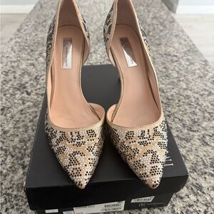 INC International Concepts Gold and Black Heels